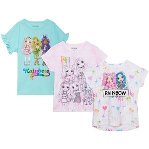 Rainbow High Girls 3-pack Tees 4 Short Sleeve Graphic Print T-Shirts 4